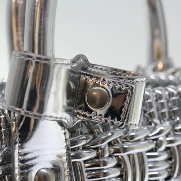 BALENCIAGA Bistro XS Hand Bag Wicker 2way Silver 671342 Auth 71589A - Picture 9 of 15